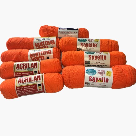 Lot of 8 Flame Pumpkin Halloween orange Yarn Skeins for Knitting Crochet Craft - Picture 3 of 9